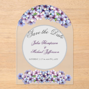 Romantic Poetic Lilac Watercolor Floral Wedding Acrylic Invitations