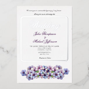 Romantic Poetic Lilac Watercolor Floral Wedding Foil Invitation