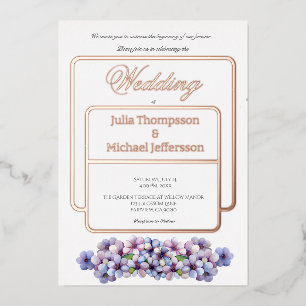 Romantic Poetic Lilac Watercolor Floral Wedding Foil Invitation