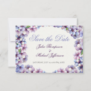 Romantic Poetic Lilac Watercolor Floral Wedding Save The Date