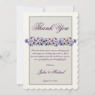Romantic Poetic Lilac Watercolor Floral Wedding Thank You Card