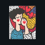 Romantic Pop Art Illustration of a Loving Couple<br><div class="desc">A vibrant and playful pop art illustration showcasing a couple in love. The artwork features bold patterns,  bright colors,  and whimsical hearts,  emphasizing the theme of romance and affection. Perfect for Valentine’s Day designs,  greeting cards,  or romantic-themed projects.</div>