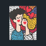 Romantic Pop Art Illustration of a Loving Couple<br><div class="desc">A vibrant and playful pop art illustration showcasing a couple in love. The artwork features bold patterns,  bright colors,  and whimsical hearts,  emphasizing the theme of romance and affection. Perfect for Valentine’s Day designs,  greeting cards,  or romantic-themed projects.</div>