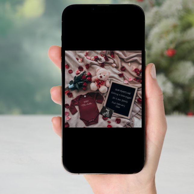 Romantic Pregnancy Announcement with Roses & Teddy (Front Digital)