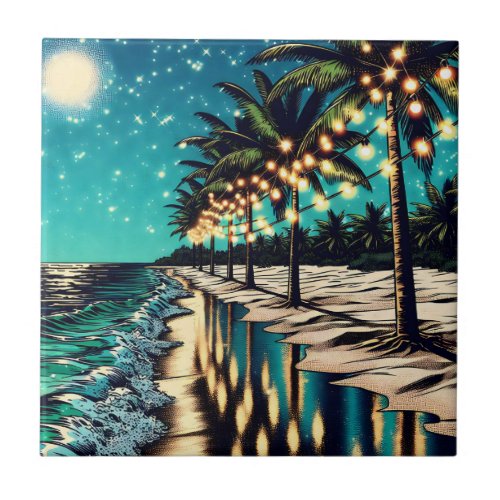 Romantic Pretty Coastal Art  Ceramic Tile