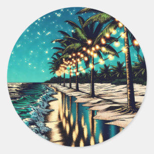 Romantic Pretty Coastal Art  Classic Round Sticker
