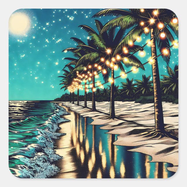 Romantic Pretty Coastal Art  Square Sticker (Front)