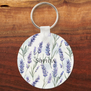 Romantic Pretty Lavender Flowers Bridal Shower Keychain