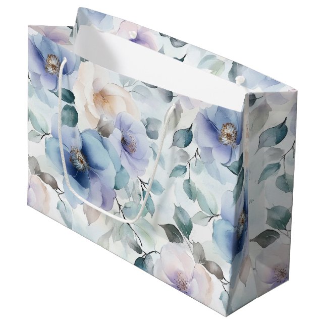 Romantic Pretty Lavender Flowers Bridal Shower Large Gift Bag (Front Angled)