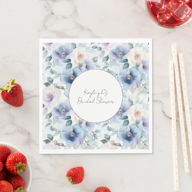 Romantic Pretty Lavender Flowers Bridal Shower Napkins (Insitu)