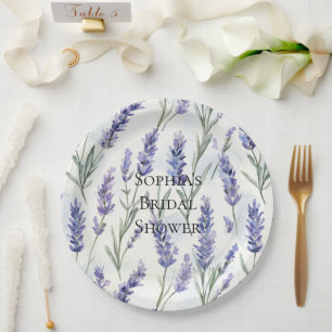 Romantic Pretty Lavender Flowers Bridal Shower Paper Plates