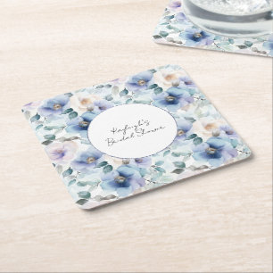 Romantic Pretty Lavender Flowers Bridal Shower Square Paper Coaster