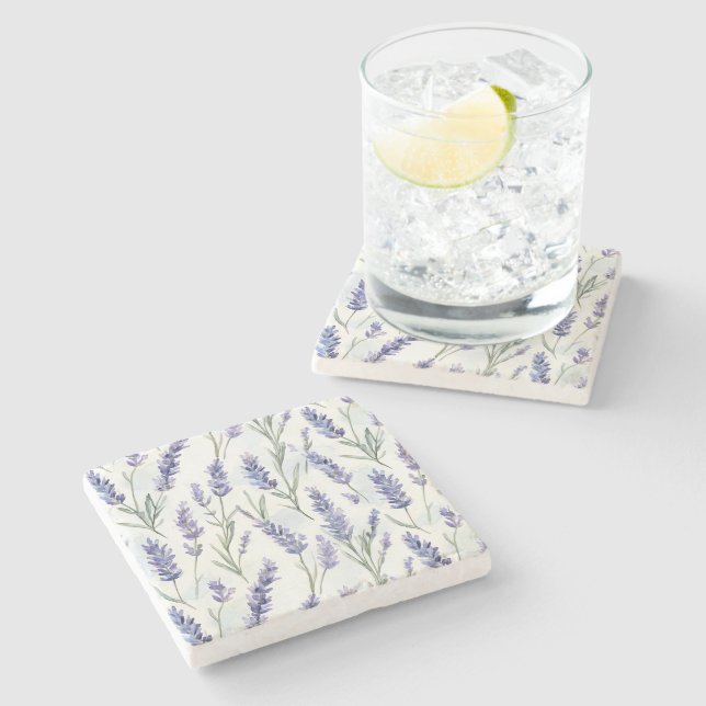 Romantic Pretty Lavender Flowers Bridal Shower Stone Coaster (Side)