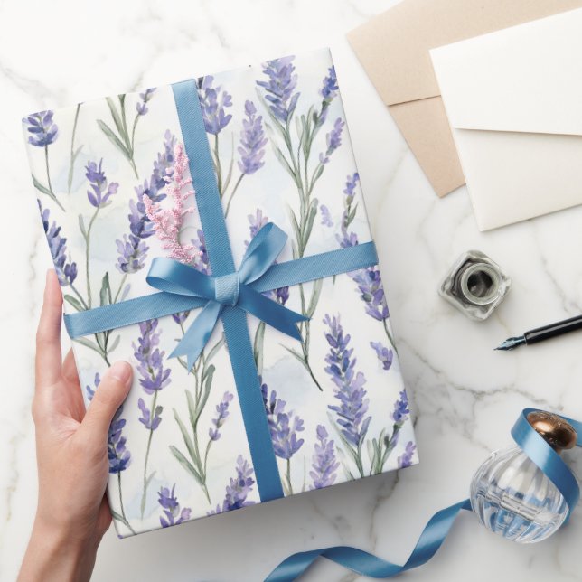 Romantic Pretty Lavender Flowers Bridal Shower Wrapping Paper (Gifting)