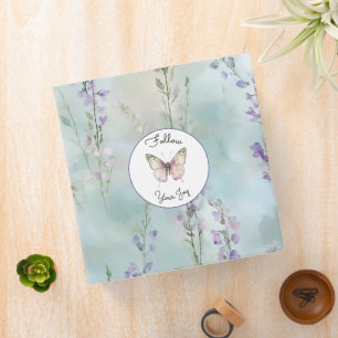 Romantic Pretty Lavender Flowers Butterfly Joy 3 Ring Binder