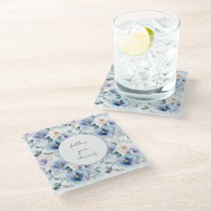 Romantic Pretty Lavender Flowers Glass Coaster