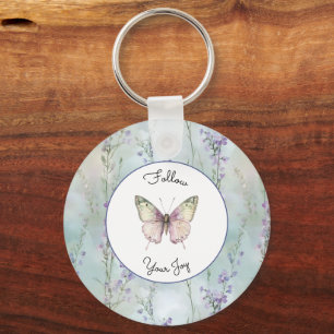 Romantic Pretty Lavender Flowers Keychain