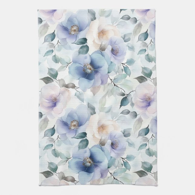 Romantic Pretty Lavender Purple White Flowers   Kitchen Towel (Vertical)