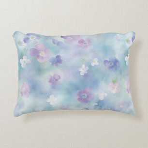 Romantic Pretty Lavender White Flowers Accent Pillow