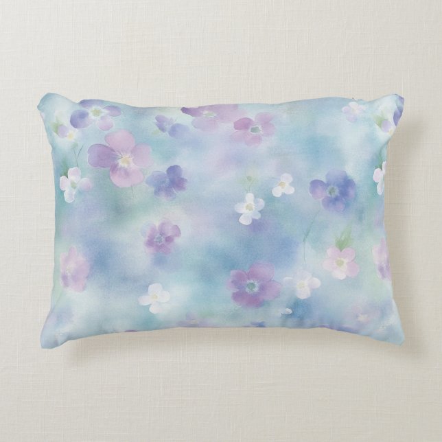 Romantic Pretty Lavender White Flowers   Accent Pillow (Front)