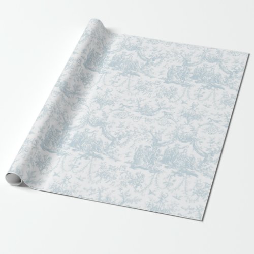 Romantic Pretty Light blue Toile Gift Wrapping Paper