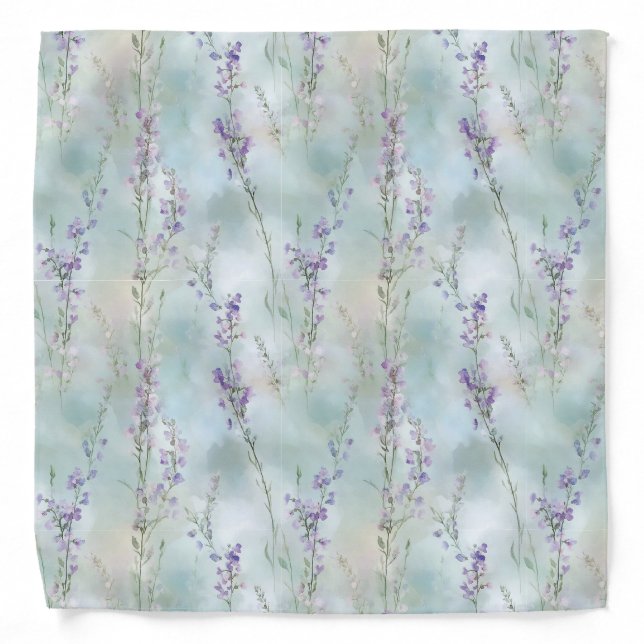 Romantic Pretty Purple Flowers Bridal Shower Bandana (Front)