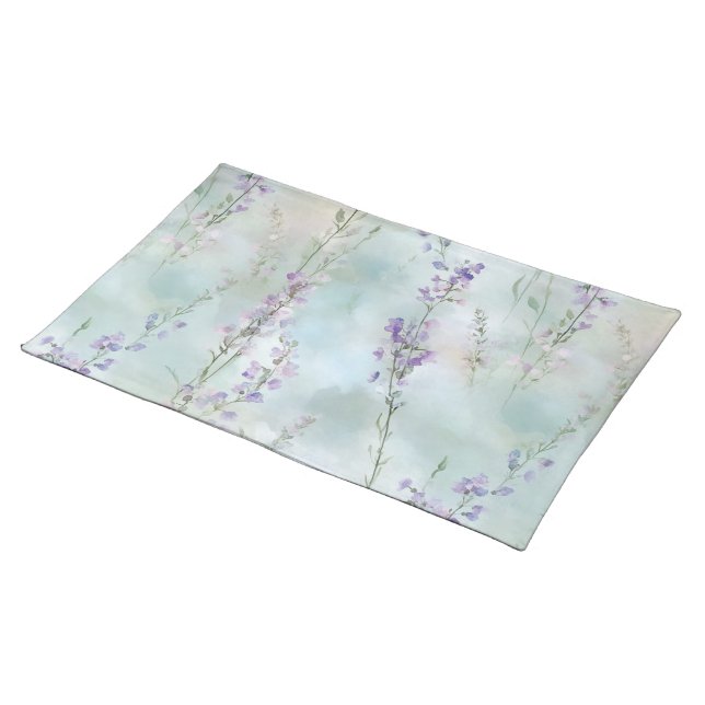 Romantic Pretty Purple Flowers Bridal Shower Cloth Placemat (On Table)