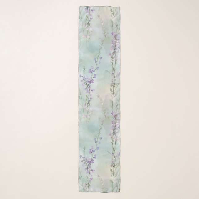 Romantic Pretty Purple Flowers Bridal Shower Scarf (Front)