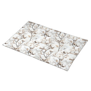 Romantic Pretty White Flowering Tree Wedding Cloth Placemat