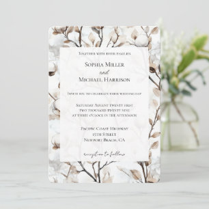 Romantic Pretty White Flowering Tree Wedding Invitation