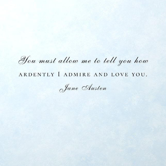 Romantic Pride and Prejudice Jane Austen Wall Decal (Insitu 1)