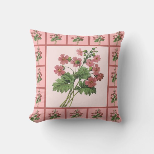 Romantic Primroses Throw Pillow (Front)