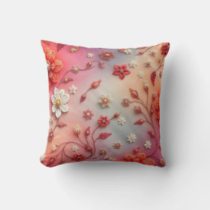 Romantic Printed Embroidered Floral Accent Pillow