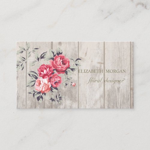 Romantic Professional  FlowersWood Texture Business Card