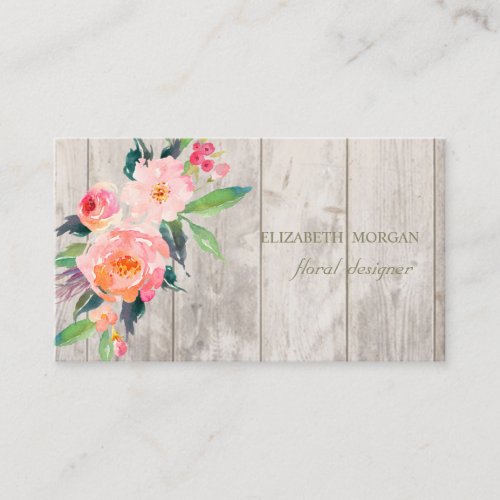 Romantic Professional  FlowersWood Texture Business Card