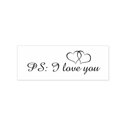 Romantic PS I Love You Hearts Rubber Stamp