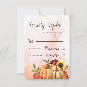 Romantic Pumpkin Sunflower Autumn Fall Wedding RSVP Card
