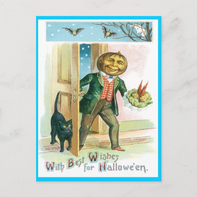 Romantic Pumpkin Vintage Postcard (Front)