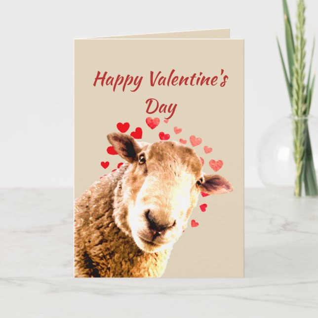 Romantic Pun Love Ewe  Funny Sheep Animal Humor Holiday Card (Front)
