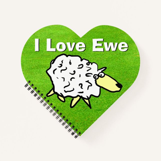 Romantic Pun on a Sheep Design Notebook (Front)