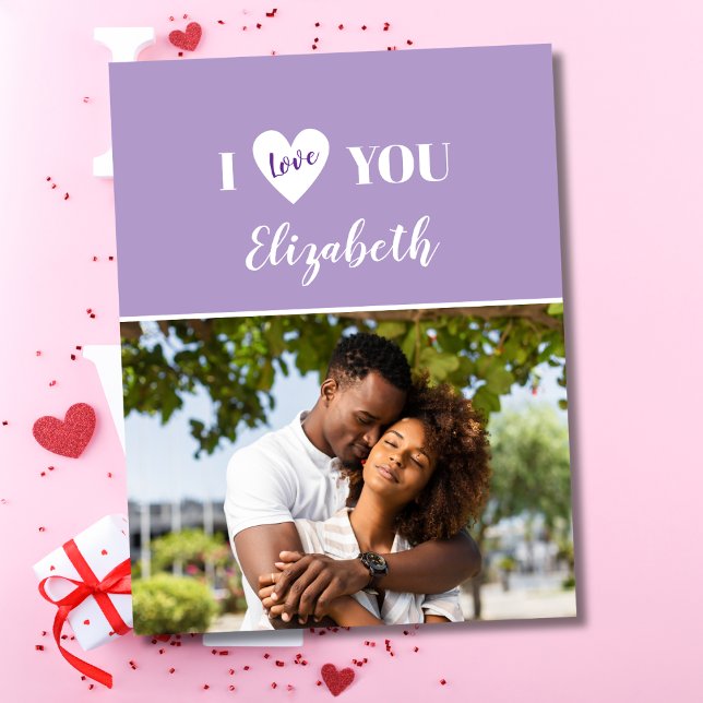 Romantic Purple 5 Photo I Love You Valentine's Day Card (Creator Uploaded)