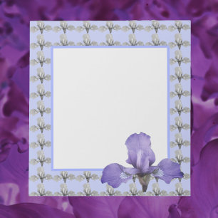 Romantic Purple and White Iris Pattern Notepad
