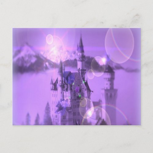 Romantic purple castle gothic wedding postcard
