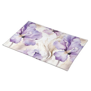 Romantic Purple Cream Iris Floral Bridal Shower Cloth Placemat