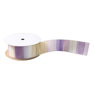 Romantic Purple Cream Iris Stripes Bridal Shower Satin Ribbon