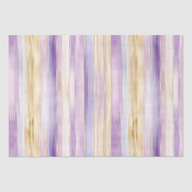 Romantic Purple Cream Iris Stripes Bridal Shower Tissue Paper (Front)
