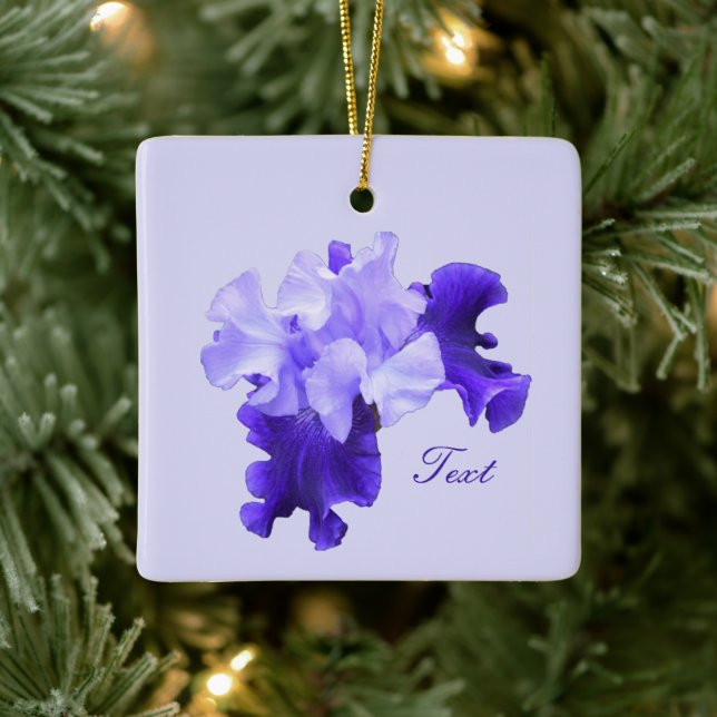 Romantic Purple Flag Iris Customized Ceramic Ornament (Tree)