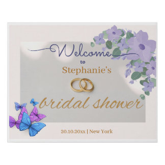 romantic purple floral bridal shower welcome sign