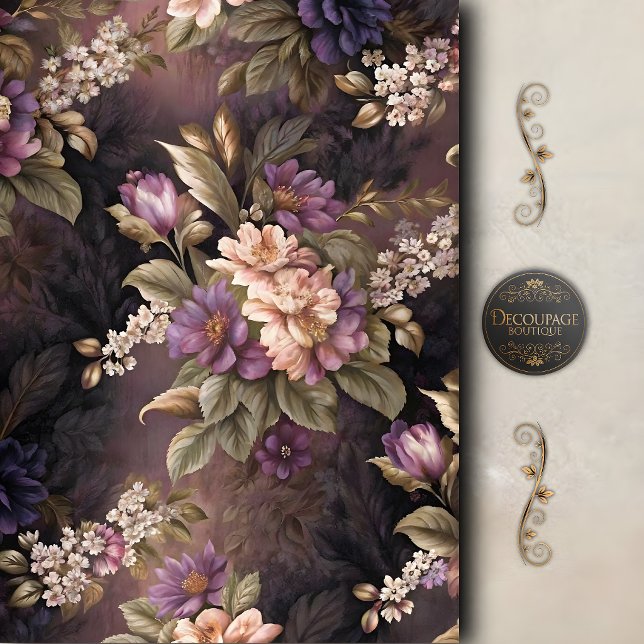 Romantic Purple Floral Decoupage Tissue Paper (Romantic Purple Floral Decoupage Tissue Paper)