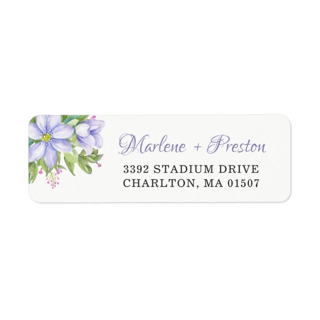 Romantic Purple Floral Garden Watercolor Wedding Label